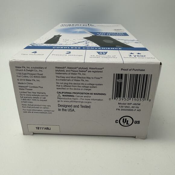 Waterpik Cordless Water Flosser Plus w/ 4 Tips Rechargeable + 2 Pressures Black - Picture 5 of 5
